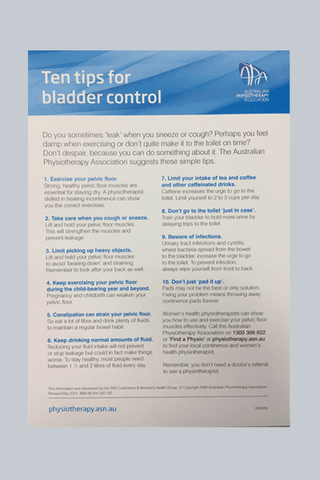 Ten Tips for Bladder Control